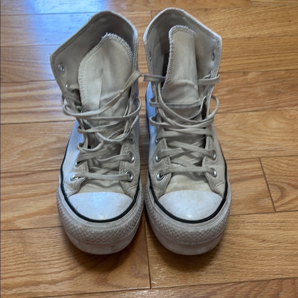 Platform White High-Top Sneakers
